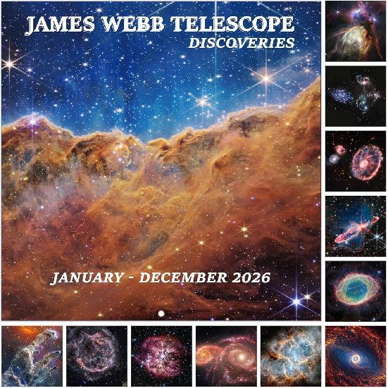 2026 Calendar, 2026 Wall Calendar, James Webb Space Calendar 2026. Jan. 2026 - Dec. 2026, 12  x 24  (Open), 12-Month Wall Calendar, Large Blocks,