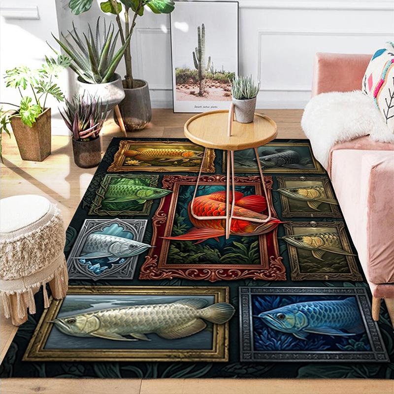 Arowana Collection Pattern Rug Floor Mat for Living Room or Bedroom Soft and Comfortable Carpet a Gift for Birthday and Holiday.