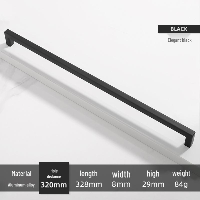 Square Bright Gold & Silver Kitchen Cabinet Handle - Modern Minimalist Black Aluminum Alloy Drawer & Wardrobe Handle