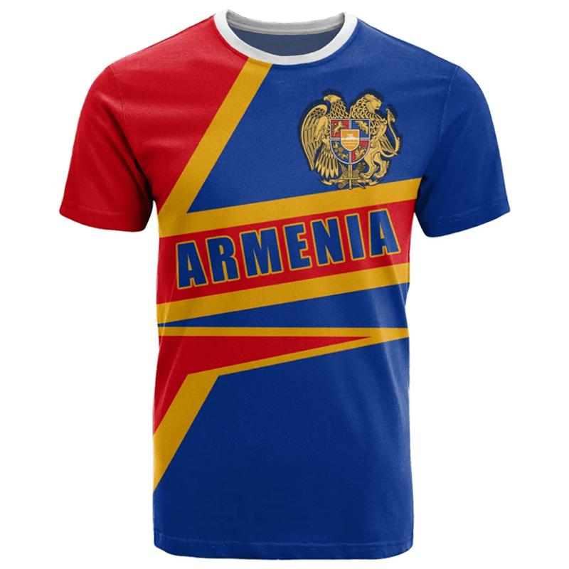 Men's and Women's Summer Casual Short Sleeve Large Armenian Flag T-shirt