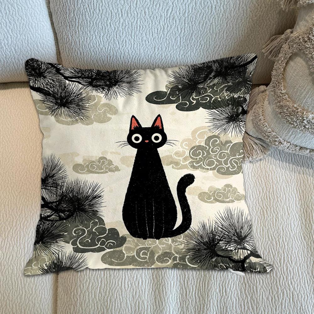 Kawaii Cats Ornamental Pillows Decorative Cushion Covers 45X45 Cushions Cover Home Decor Items Decorations Bedroom