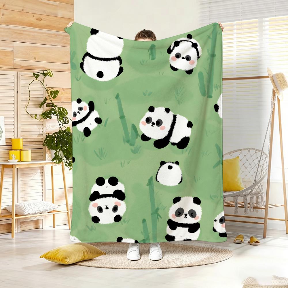 Cute Panda Cartoon Throw Lightweight G Flannel Blanket Soft Skinfriendly for Summer Cooling