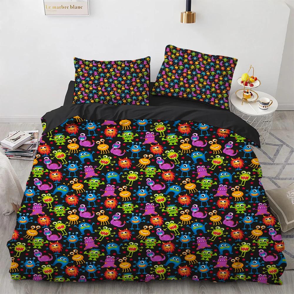 Comforter Microorganism Bacteria Comforter Bedding Set For Winter Little Monster Pathogen Be Riotous With Colour 3D