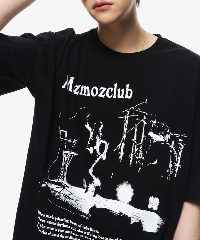 MOZMOZ Stage Vibe Oversized Short Sleeve T-Shirt Black