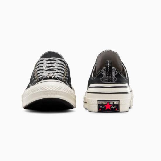 Converse Chuck 70 Hacked Heel Low Black Reflective Unisex Sneakers Dark-Moth Egret A07984C