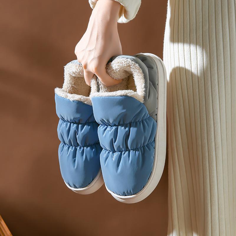 2025 home non-slip and warm indoor shoes postpartum soft-soled bread shoes cotton slippers thickened in autumn and winter