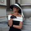 Nieuwe Zomer Zon Hoeden Dames Effen Eenvoudig Elegante Brede Rand Hoed Vrouwelijke Ronde Top Panama Floppy Stro Strandhoed Dames