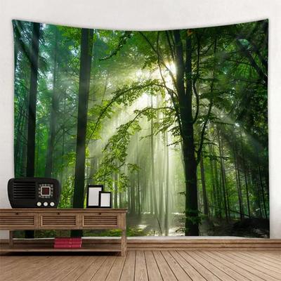 Sunshine Forest Wall Mounted Tapestry Polyester Fabric Bedroom Living Room Sofa Carpet Bohemian Style Art Decoration