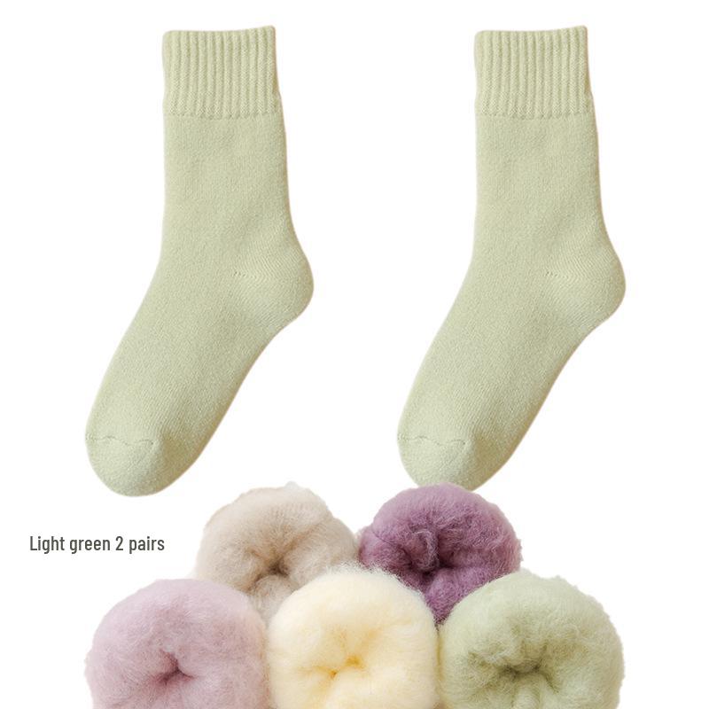 Dámské fleecové ponožky střední délky Zhuji - Silný samet, teplé a pohodlné na podzim/zimu, ideální na spaní nebo lenošení