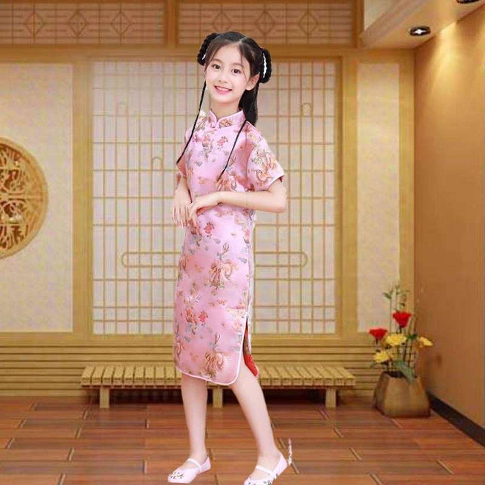 Autumn Niche Design Kids Traditional Dress Qipao Chinese Style Dress Girls Cheongsam Girls Skirt