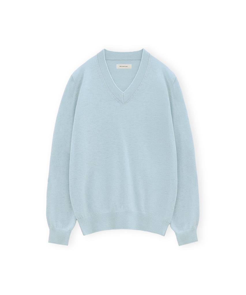 BROWNYARD Extra Super Fine V-Neck Knit, Light Blue
