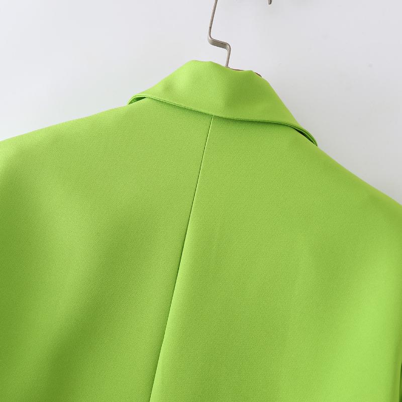 Women Parkas Fashion with Pockets Solid Double Breasted Blazer Vintage Long Sleeves Notched Neck Female Office Lady Outfits