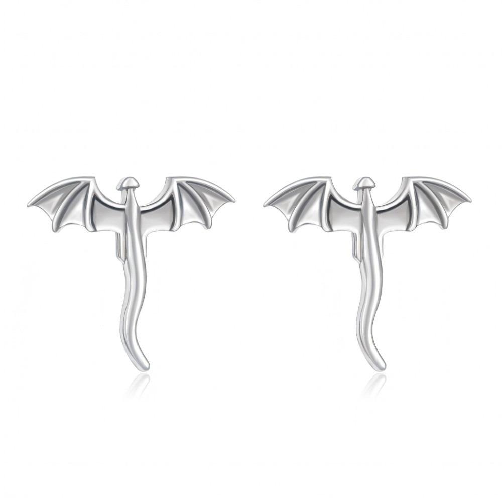 

Small Vintage Dragon Earrings Unique Flying Dragon Stud Earrings Metal Stud Earrings Daily