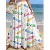 Women'S Colorful Crayon Smiling Face Print A-Line Casual Long Skirt, Summer Versatile Seaside Style