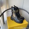 F lettera metallica 2025 autunno nuovo stivali locomotive in pelle di mucca sottile stringati stivali Martin con suola spessa donna
