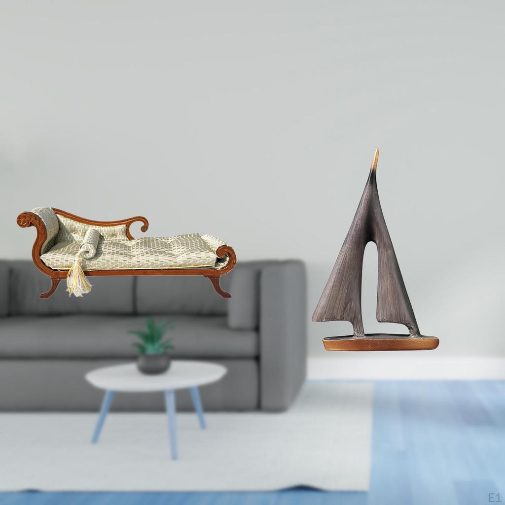 Miniature Wooden Sofa Bed And Sailing Boat Decor Model DIY Accessories for Dollhouse Lounge Room