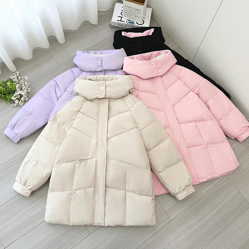 2025 New Hooded Down Cotton-padded Clothing Women's Autumn and Winter Thickened Warm Bread Clothing Medium and Long Cotton-padded Jacket Winter Jacket