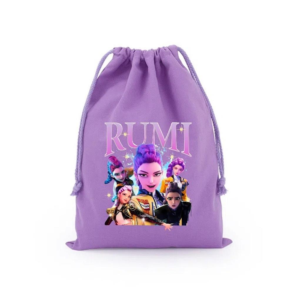 KPop Demon Hunters Storage Drawstring Bag Music Java Boys Cookies Candy Package Kids Gift Bags Print Cotton Key Pouch