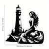 15.7 Inch Lighthouse Seal Female Keeper Metal Wall Art Nautical Line Decor Easy To Hang Beach House Ocean Themed Room