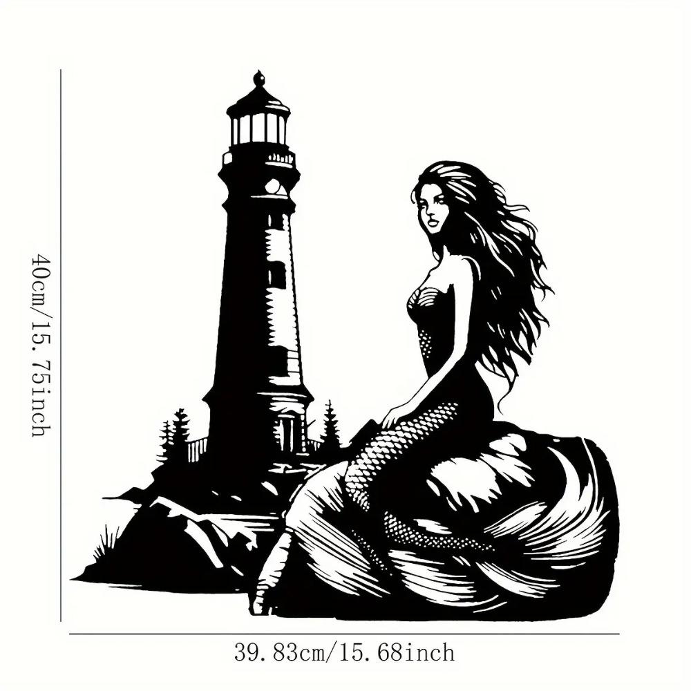 15.7 Inch Lighthouse Seal Female Keeper Metal Wall Art Nautical Line Decor Easy To Hang Beach House Ocean Themed Room