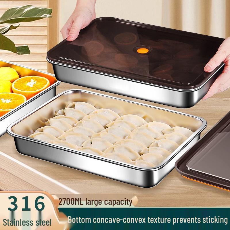 Stainless Steel Sealed Storage Box with Lid for Dumplings