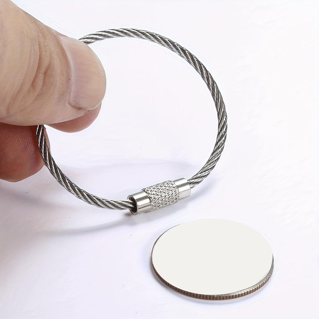 60Pcs Stainless Steel Wire Keychain Rings Braided Steel Chain Heavy Luggage Tag Rings Camp Hanging Tool Hardware