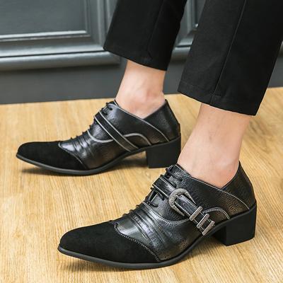 Zapatos Derby de tacón alto para hombre, color gris, para boda, baile, punta estrecha, con alzas, para esmoquin, graduación, blazer, para hombre
