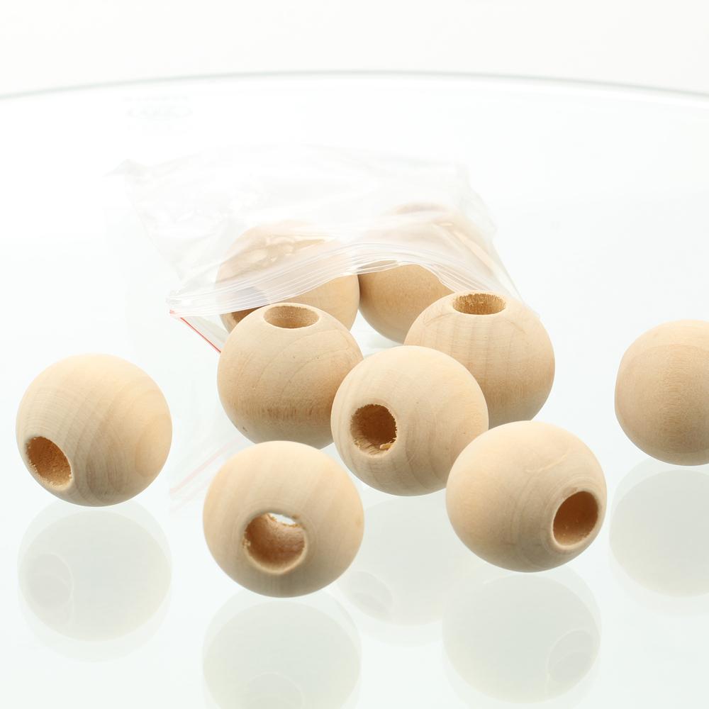 8mm 10mm 12mm 15mm 20mm-50mm Round Natural Wood Loose Big Hole Eco-friendly Beads for DIY Crafts Woodcraft Jewelry Bracelet Making Accessories