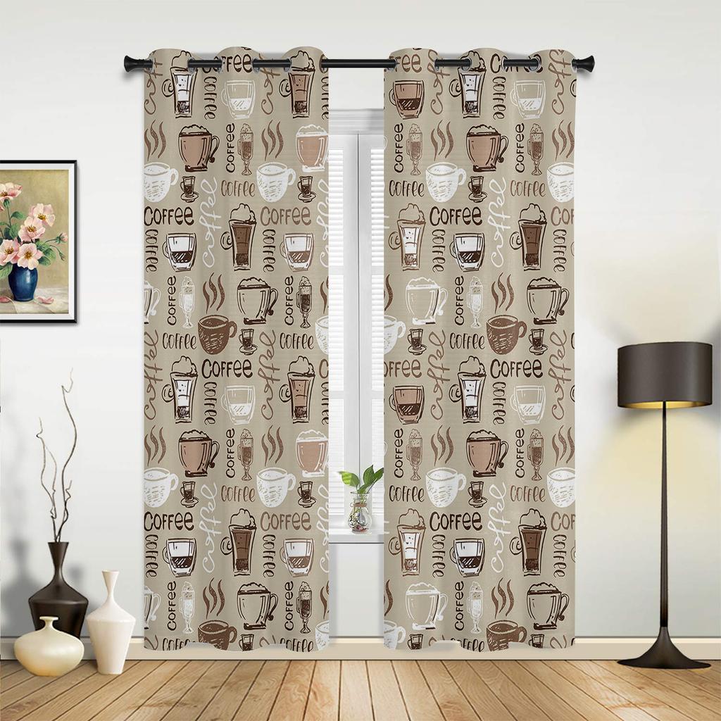 Coffee Cup Cake Candy Modern Hall Curtains For Living Room Kitchen Boy Girl Bedroom Long Curtain For Windows Cortinas Home Decor