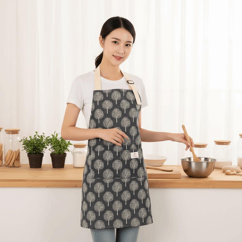 Adjustable Kitchen Aprons Oil-proof Cotton Linen Fashion Work Aprons Home Cooking Anti Dirty Household Aprons