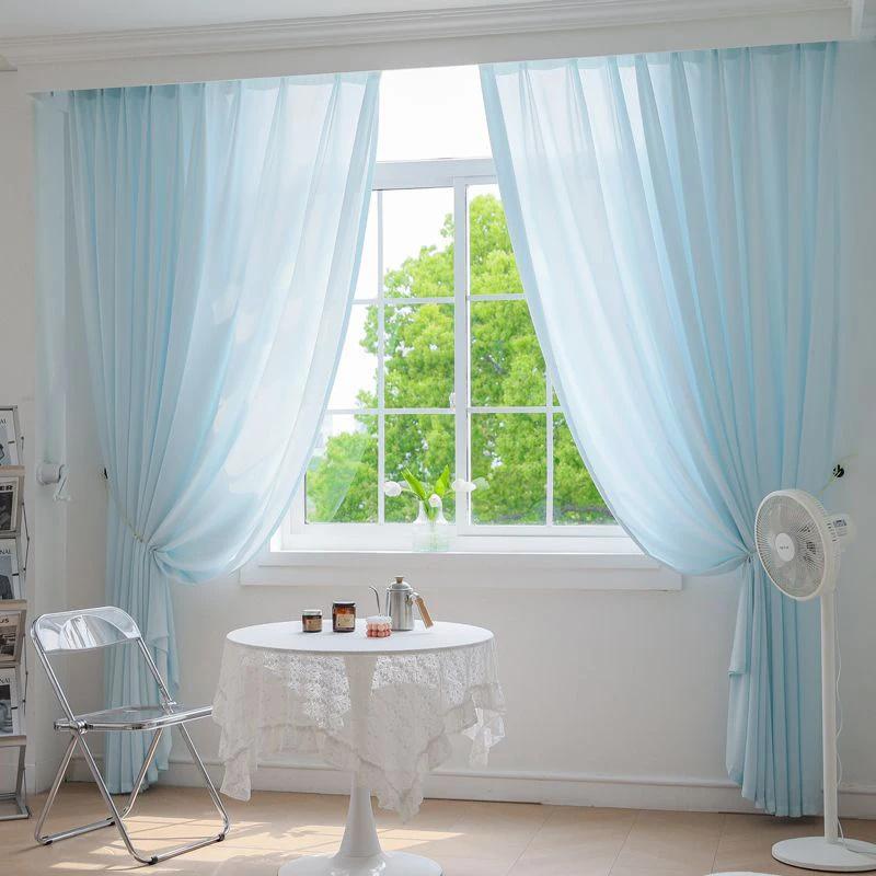 Light Sheer Voile Curtains with Rod Pocket Semi-Transparent Window Drapes for Bedroom Living Room Dining Room Light Transmittance Lace Curtains