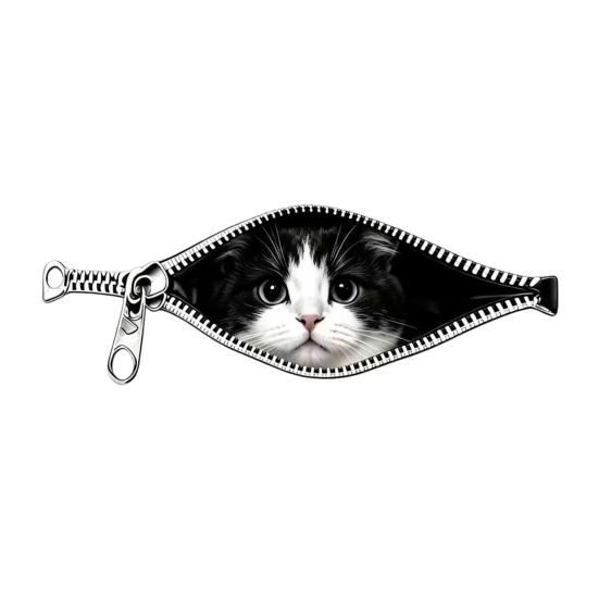 Car Stickers Zipper Cat Shape Adhesive Waterproof Scratch Cover Stickers Durable Car Decals for Cars Electric Vehicles Windows