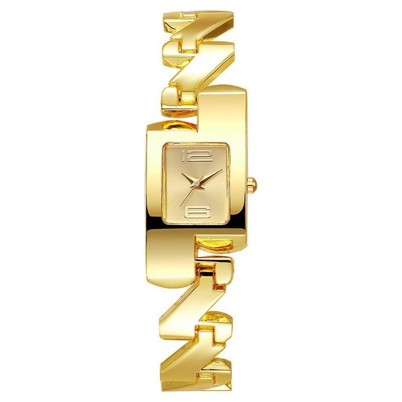 

Ladies Fashion Medieval Classic Gold Alloy Yellow Square Watch Diamond Hollow Bracelet Watch
