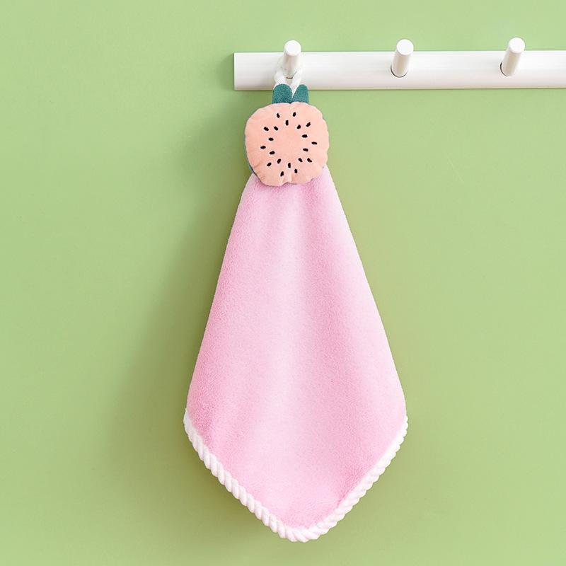 Coral Fleece Absorbent Cartoon Hand Towel - Cute, Hangable, Lint-Free