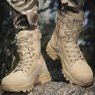 Desert Combat-Stiefel für Herren, seitlicher Reißverschluss, Herrenstiefel, Outdoor-Wanderstiefel für Herren, Trainingsstiefel, taktische Stiefel, verschleißfeste Herrenschuhe