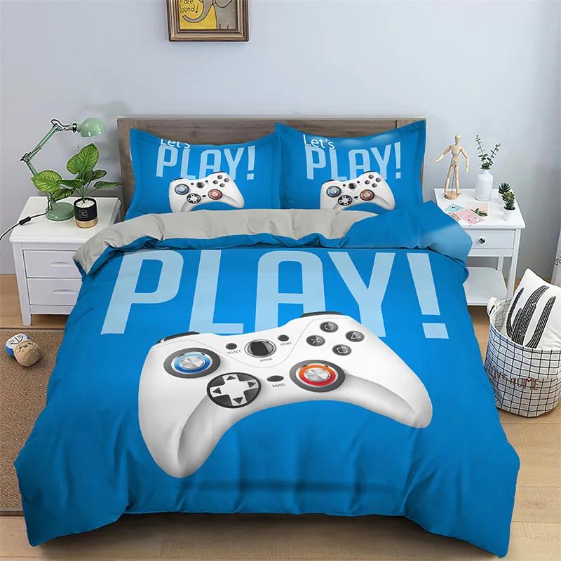 Soft Game Twin Full Queen King Bedding Set Microfiber Gamepad Controller Print Duvet Cover Set Boys Video Games Comforter Cover