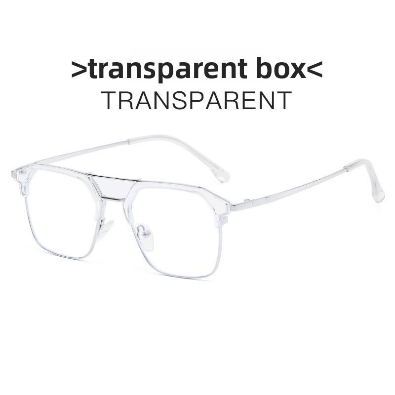 Retro Metal Double Beam Blue Light Blocking Flat Glasses For Men And Women