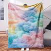 A Rainbow Colored Cloud Is Shown In This Image.-Themed Blanket - Comfortable Flannel Fabric Digital Printing Hypoallergenic Suitab