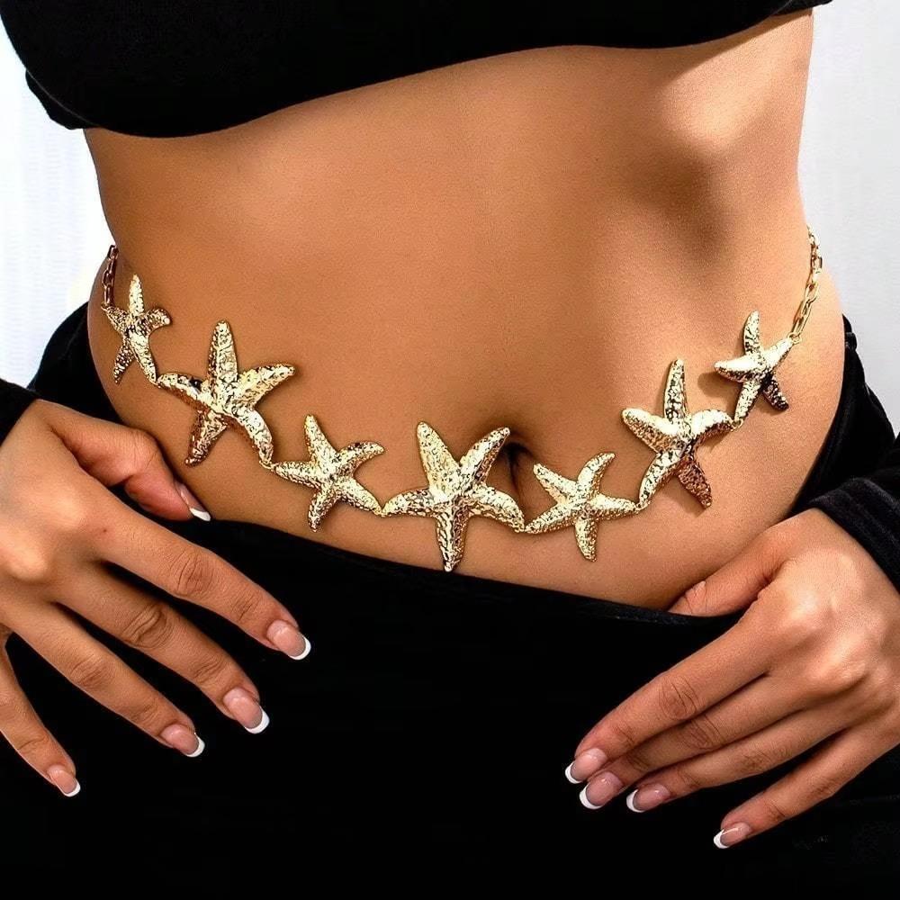 Waist Chain Starfish With Electroplated Alloy For Summer Fashion Accessory