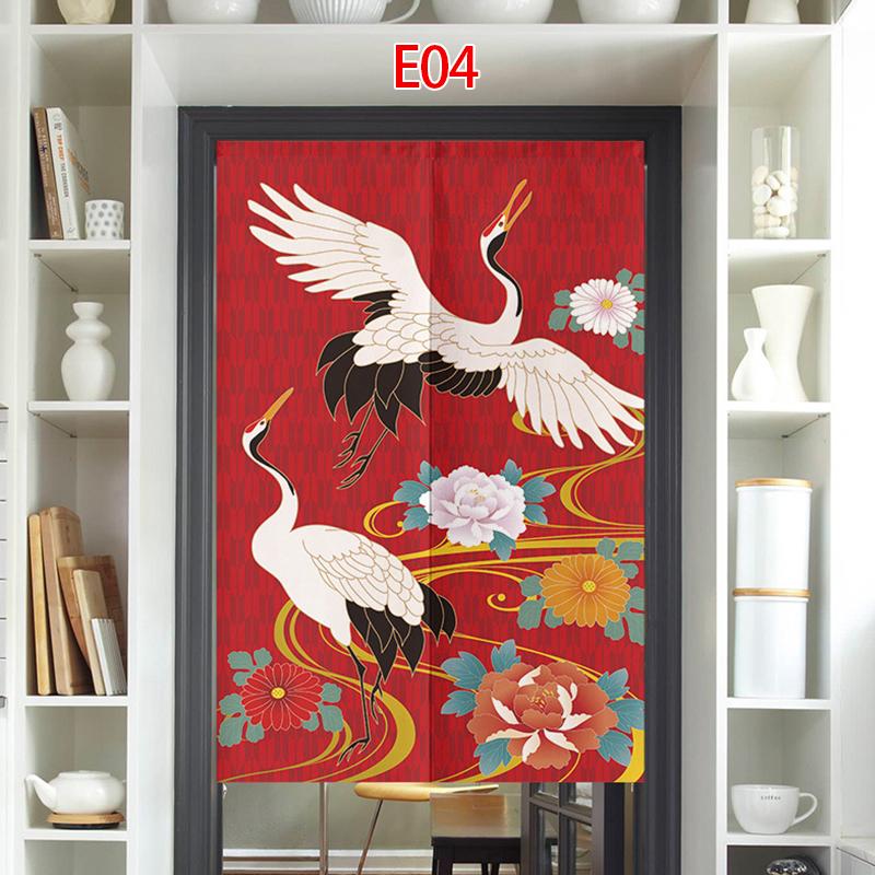 Cortina de Porta Estilo Japonês Algodão Linho Flor de Cerejeira Cortina Entrada da Cozinha Restaurante Decoração Noren Divisória Meia-cortina