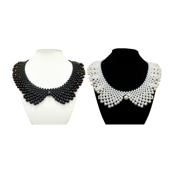 Faux Pearl Fake Collar Women Beaded False Collar Choker Detachable Retro Fake Collar for Sweaters Dresses Dating Wedding