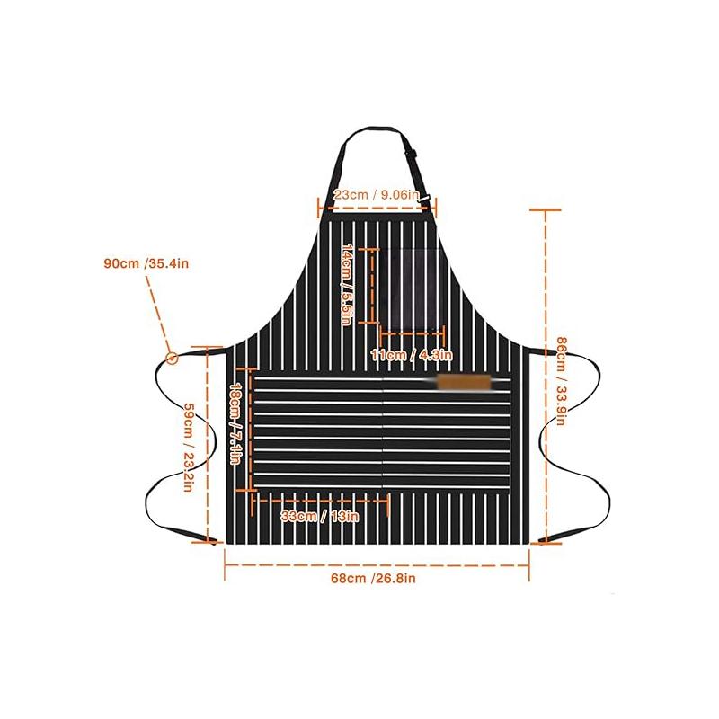 Kitchen Apron with Adjustable Webbing Adjustable Apron with Double Pocket Unisex Apron Kitchen Baking Nail Bib BBQ Work Apron