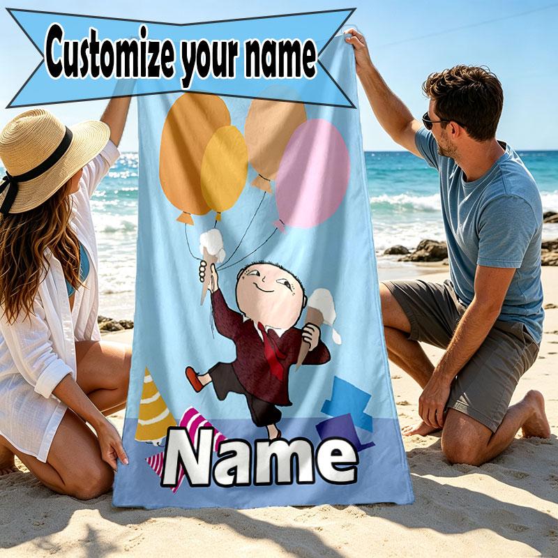 Custom Name Personalized Alfons Aberg Print Beach Towel, for Trip Camping Beach Party Home Decor, Birthday Gift for Family & Friends
