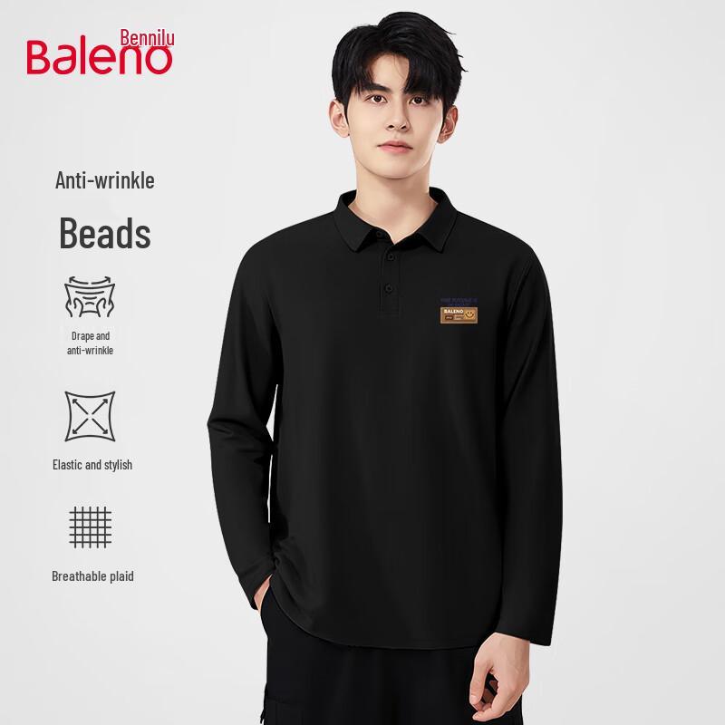 Baleno Men s Textured Pique Long Sleeve Polo Shirt M