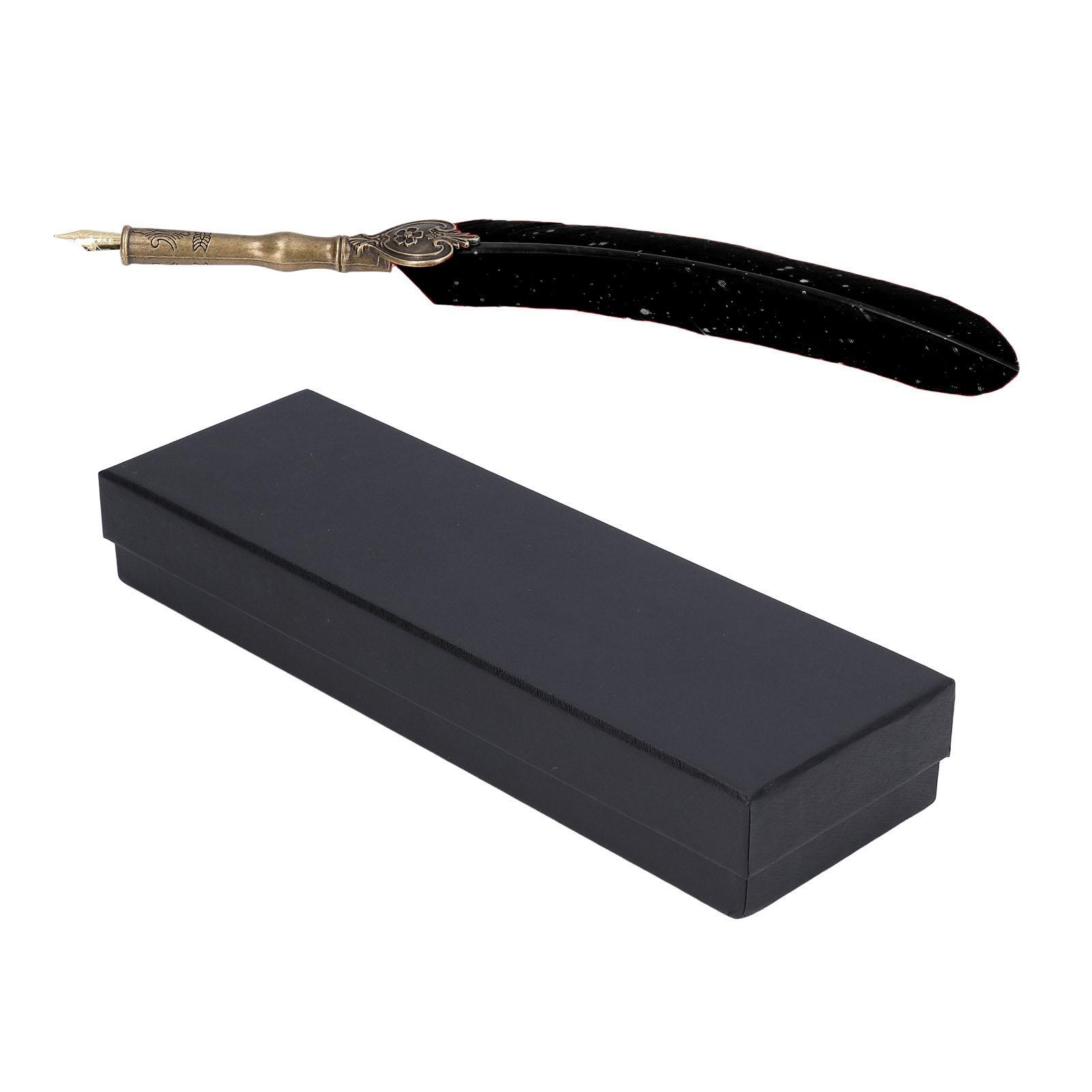 

Feather Pen Sprinkle Gold Luxury Vintage Style Quill Feather Pen with Base Nibs Ink Bottle for чёрный