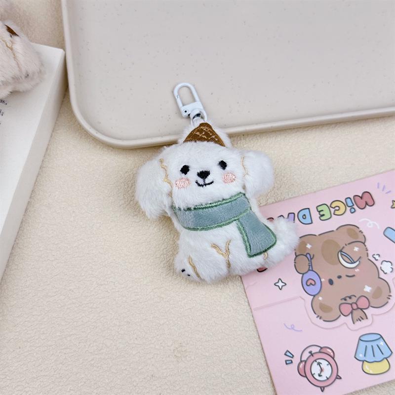 Adorable Dog Scarf Plush Keychain - Backpack Accessory, Doll Figure, Brooch