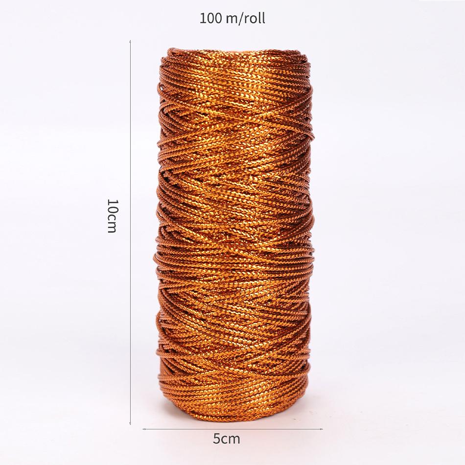 Metallic Yarn Rope Ribbon Gift Wrap Jewelry Making 100M 1.5mm Thread Twine Sewing DIY Macrame Cord String Jewelry Making Decor