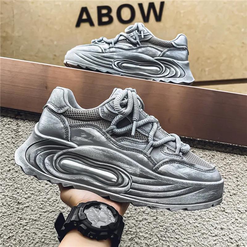 

Масляні кросівки. Чоловічі дизайнерські кросівки. Модні повсякденні шкіряні тканини з мікрофібри. Повітропроникні черевики на плоскій платформі. 39