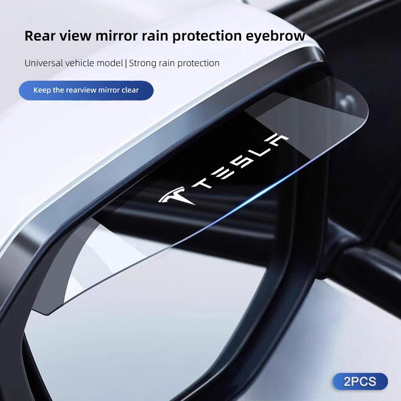 DXWZK1 2Pcs Car Rearview Mirror Rain Eyebrow Visor Covers For Tesla Model 3 Model S Model X Model Y Cybertruck Roadster SpaceX Bonina