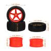 Mxfans 4-Pack Cylindrical Rubber Tires & Plastic Pentagram Wheel Rims for RC 1:10 Off-Road Vehicles (Black & Red)